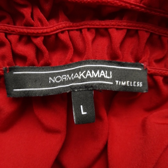 Norma Kamali Timeless Red Blouse Peasant Smocked Off Shoulder Vintage 80s L - Picture 4 of 7